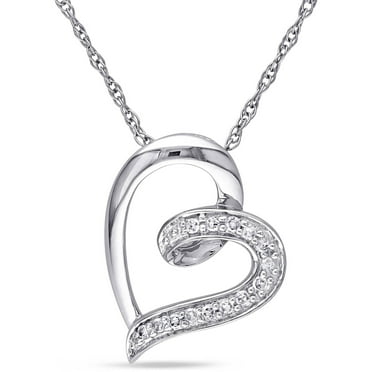 Silvercartvila Heart Pendant Necklace With 18 Chain 1/4Ct Heart Simulated Diamond In 14K White Gold Plated Silvercartvila Heart Pendant Necklace With 18 Chain 1/4Ct Heart Simulated Diamond In 14K White Gold Plated